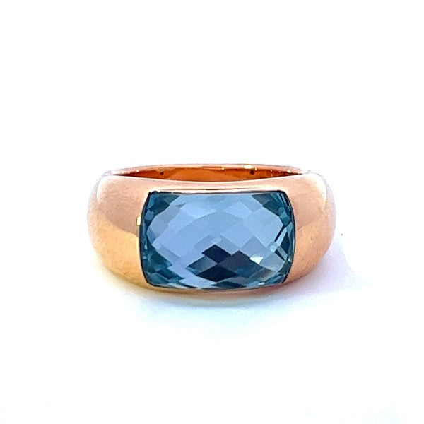 Rose Gold Blue Topaz Ring