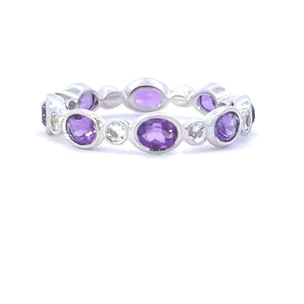 Amethyst and White Sapphire Eternity Band