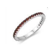 14K White Gold Garnet Stackable Ring