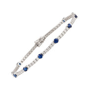 18K White Gold Sapphire & Diamond Tennis Bracelet