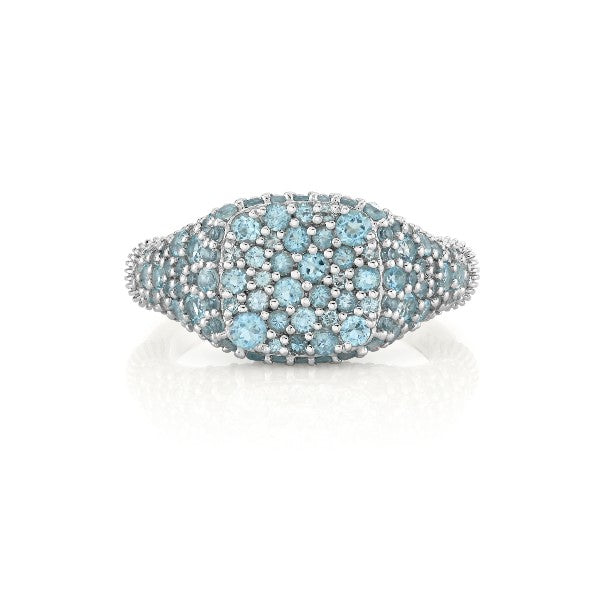 SLOANE STREET Sterling Silver Swiss Blue Topaz Signet Ring
