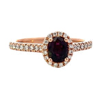 Load image into Gallery viewer, 14K Rose Gold Ruby and Diamond Halo Ring