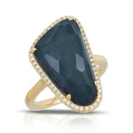 Load image into Gallery viewer, Diamond and Swiss Blue Topaz Over Hematite Ring