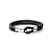 JOHN HARDY Hook Clasp Bracelet, Leather, Silver, 10MM