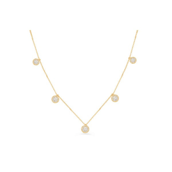 14K Yellow Gold Diamond Dangle Station Necklace