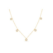 14K Yellow Gold Diamond Dangle Station Necklace