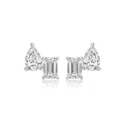 18K White Gold Toi Et Moi Diamond Earrings