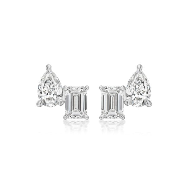 18K White Gold Toi Et Moi Diamond Earrings