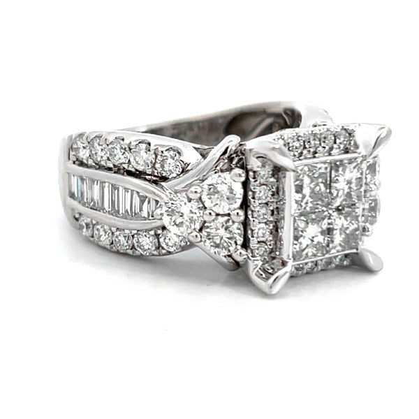 ESTATE Pre-Owned 14K White Gold Invisible Set Princess Cut Diamond Ring