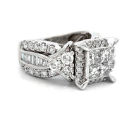 ESTATE Pre-Owned 14K White Gold Invisible Set Princess Cut Diamond Ring