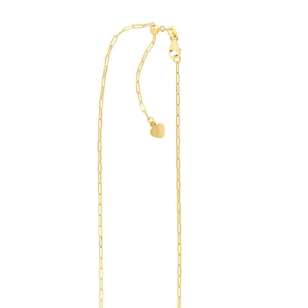 14K Yellow Gold Adjustable Paper Clip Chain