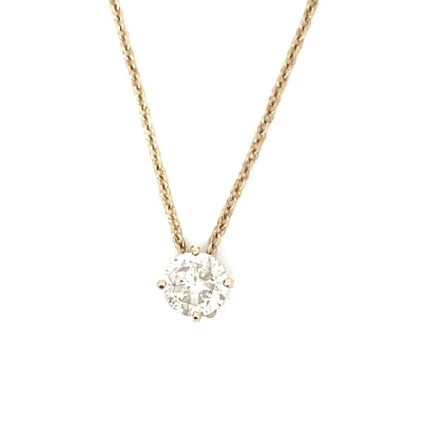 14K Diamond Solitaire Pendant Necklace 1.48ct