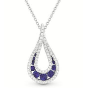 14K White Gold Sapphire and Diamond Teardrop Necklace