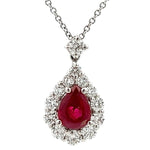 Load image into Gallery viewer, Ruby and Diamond Halo Necklace
