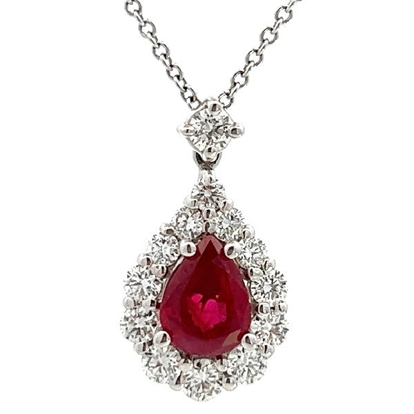 Ruby and Diamond Halo Necklace