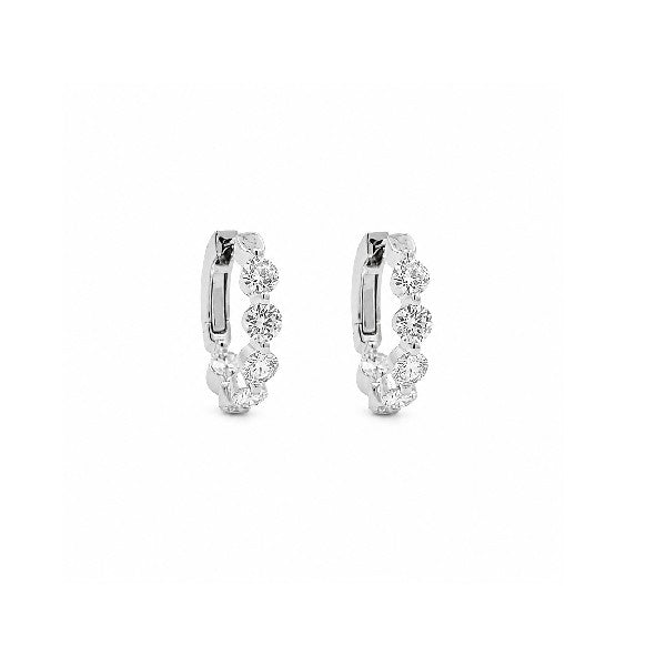 18K White Gold Small Inside/Outside Diamond Hoop Earrings