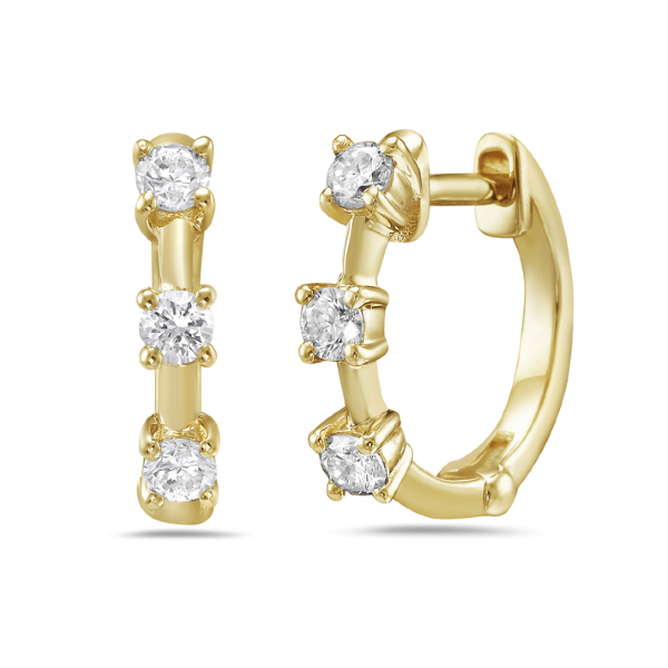 14K Yellow Gold Diamond Huggies