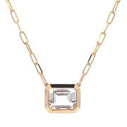 18K Yellow Gold Bezel White Topaz Necklace