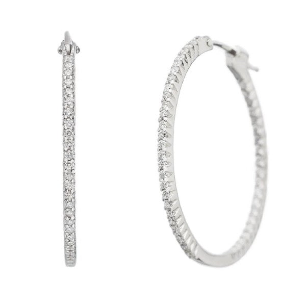 SETHI COUTURE 18K White Gold Simple Elegance White Diamond Large Hoop Earrings