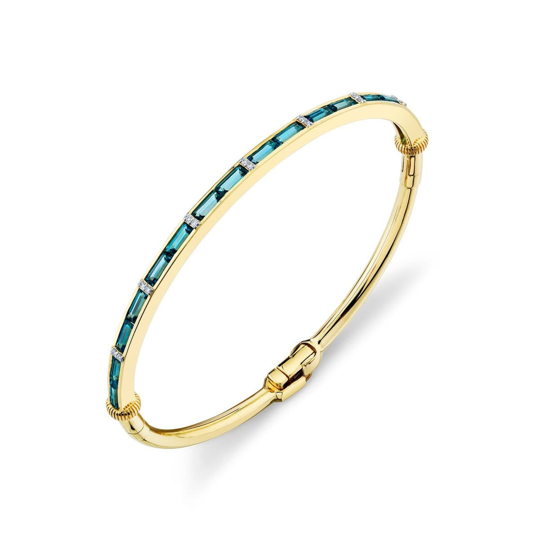 SLOANE STREET London Blue Topaz and Diamond Bangle Bracelet