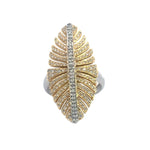 Load image into Gallery viewer, SETHI COUTURE 18K White &amp; Yellow Gold Diamond Feather Cocktail Ring
