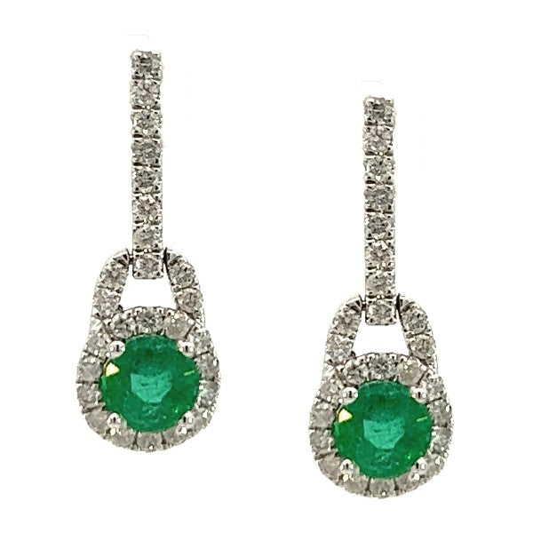 Emerald and Diamond Halo Earrings