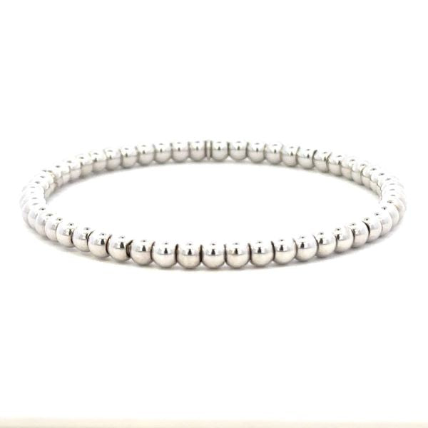 Stretchable 18K White Gold Beaded Bracelet