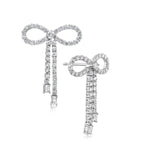 Load image into Gallery viewer, 14K White Gold Diamond Bow Earrings