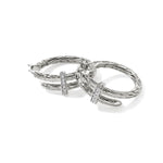 Load image into Gallery viewer, Sterling Silver Spear Hoop Earrings with Diamonds - Small
