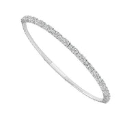 14K White Gold Flexible Oval and Baguette Diamond Bracelet 2.5cttw
