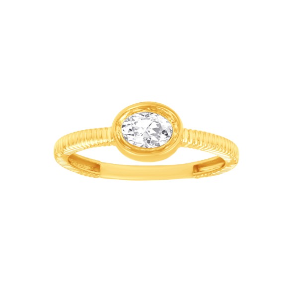 14K Yellow Gold Textured Diamond Ring