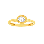 14K Yellow Gold Textured Diamond Ring