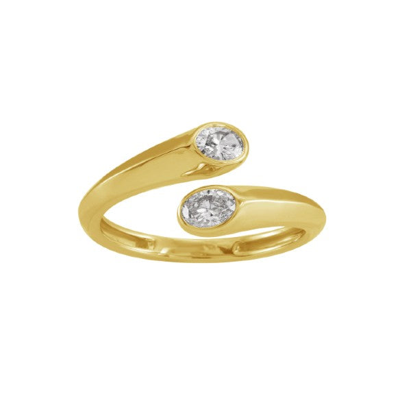14K Yellow Gold Diamond Bypass Ring