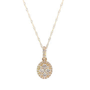 14K Yellow Gold Diamond Cluster Necklace