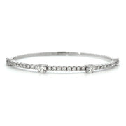 14K White Gold Flexible Diamond Bangle Bracelet 2.00cttw