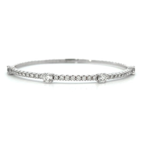 14K White Gold Flexible Diamond Bangle Bracelet 2.00cttw