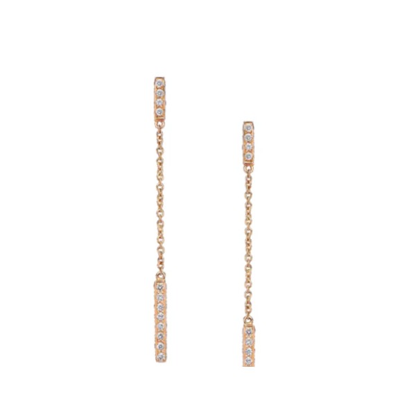 SETHI COUTURE 18K Rose Gold Barrel White Diamond Linear Earrings