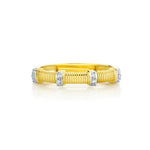 Load image into Gallery viewer, SLOANE STREET 18K Yellow Gold Strie Band with Diamonds
