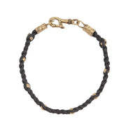 JOHN VARVATOS Braided Leather and Brass Ball Bracelet