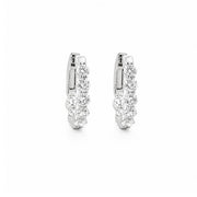 18K White Gold Oval Inside/Outside Diamond Hoop Earrings