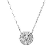 14K White Gold Diamond Halo Pendant