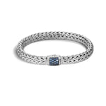 Load image into Gallery viewer, Classic Chain 7.5mm Silver Bracelet With Blue Sapphire Clasp
