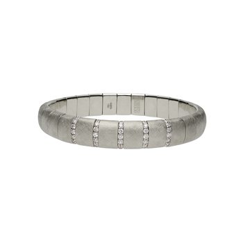 ROBERTO DEMEGLIO Matte 18K White Gold Stretch Bracelet With 5 Diamond Sections