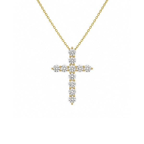14K Yellow Gold Diamond Cross Pendant
