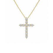 14K Yellow Gold Diamond Cross Pendant