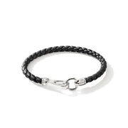 JOHN HARDY Hook Clasp Bracelet, Leather, Silver, 5MM