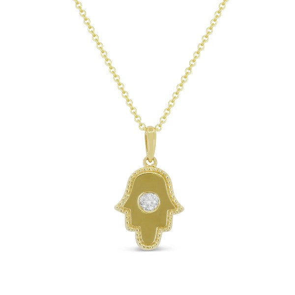 14K Yellow Gold Small Hamsa Necklace