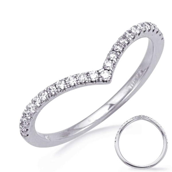 14K White Gold Diamond Chevron Band