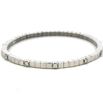 Load image into Gallery viewer, Stretchable White Ceramic and 18K White Gold Diamond Bracelet