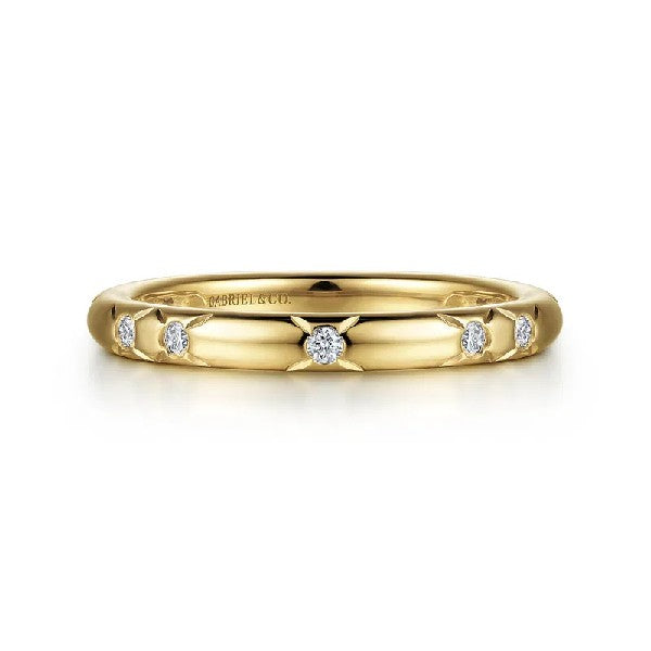 14K Yellow Gold Diamond Stackable Ring